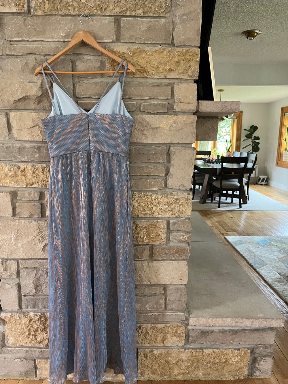 NWT Nightway Metallic Blue & Rose Gold Gown Size 12 - Picture 5 of 16